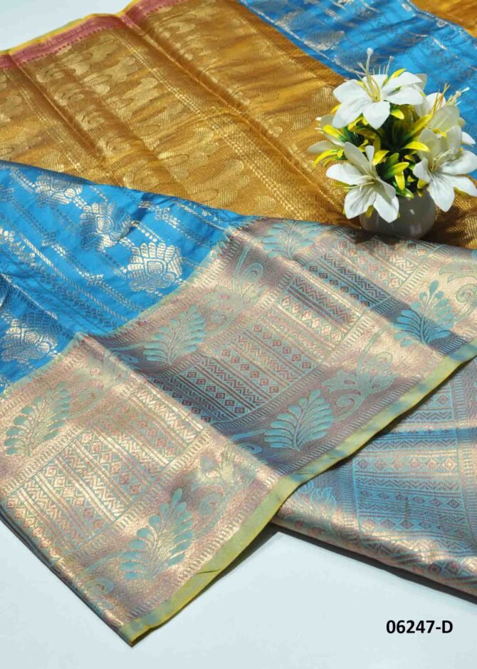 Pradeepa - 06247-D  Steel Sky Blue Color Traditional Wear Lichi Silk Saree CM1226453 [RR3B]