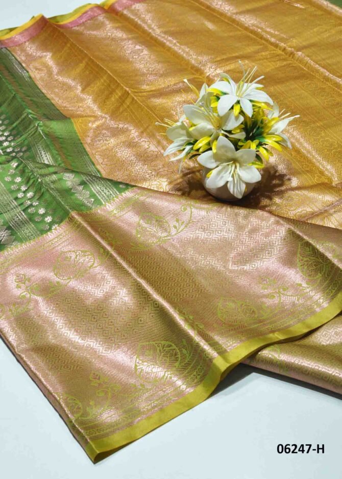Aranya - 06247-H  Asparagus Green Color Traditional Wear Lichi Silk Saree CM1226453 [RR3B]