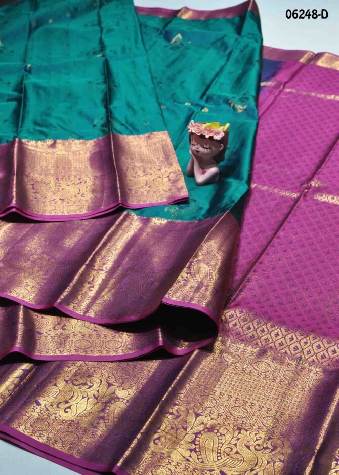 Ankaiyarkanni - 06248-D  PeacockGreen Color Excellent Traditional Wear Semi-Pattu Saree CM1228257 (LR2B)