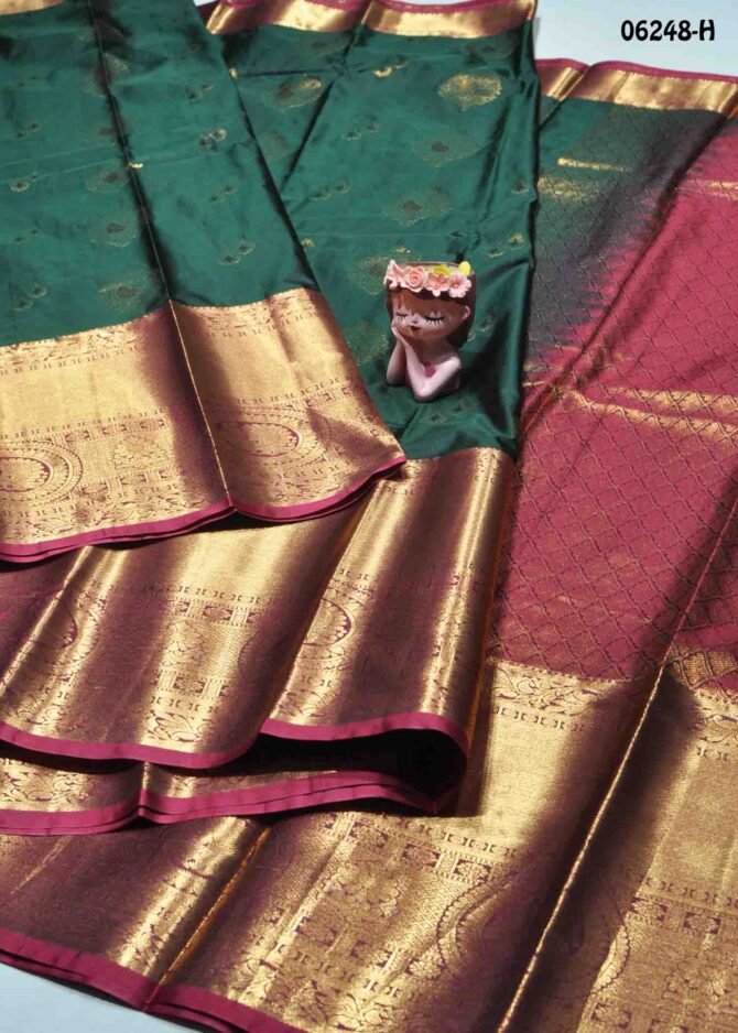 Ankaiyarkanni - 06248-H  DarkGreen Color Excellent Traditional Wear Semi-Pattu Saree CM1228257 (LR2B)