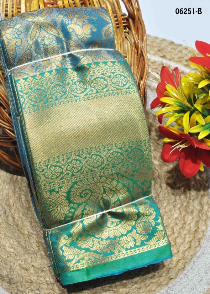 Yashaswini - 06251-B   Gold with SteelBlue Color Excellent Traditional Look Semi-Pattu Saree CM1226126 (LR1B)