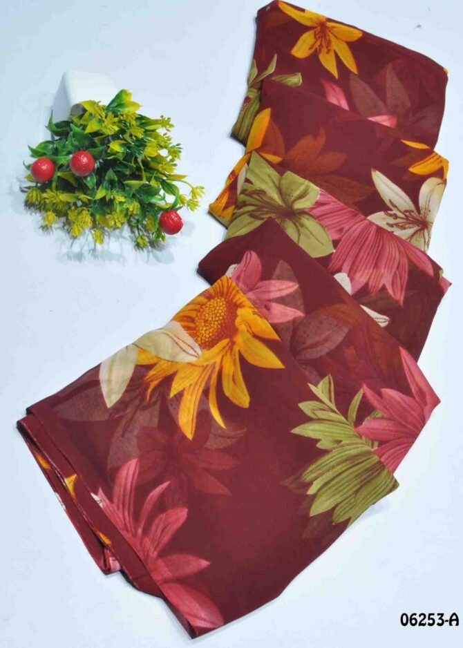 Bruntha - 06253-A   Maroon Color Grand Look Soft Georgette Saree CM1228241 [RR4C]