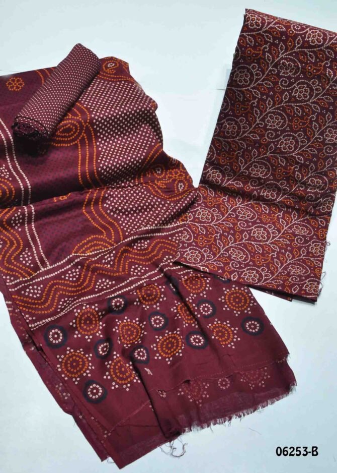 Vennila - 06253-B  Maroon Color Pure  Cotton Salwar Material CM1231774 (LR3B)