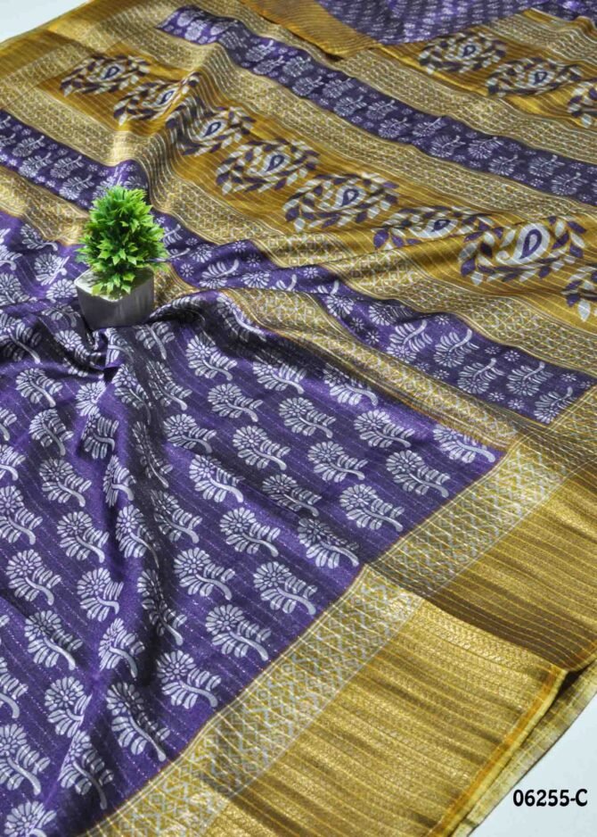 Roshika - 06255-C   Violet Color Stylish Dola Silk Saree CM1232990 (LR7E)