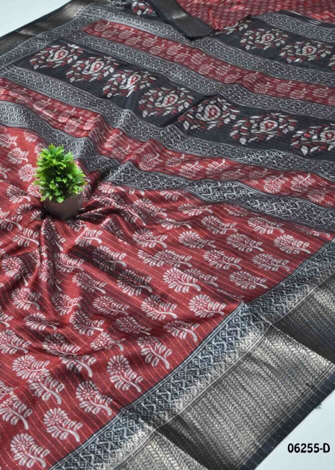 Roshika - 06255-D   Maroon Color Stylish Dola Silk Saree CM1232990 (LR7E)