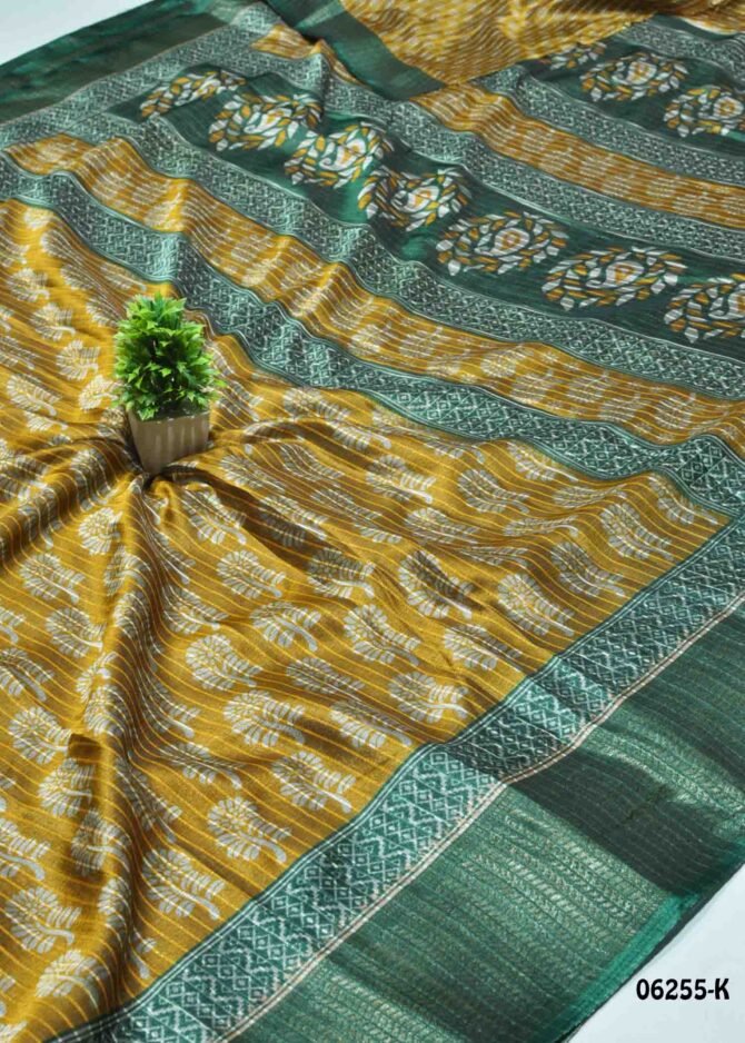 Tharunya - 06255-K  Mustard Color Stylish Dola Silk Saree CM1232990 (LR7E)