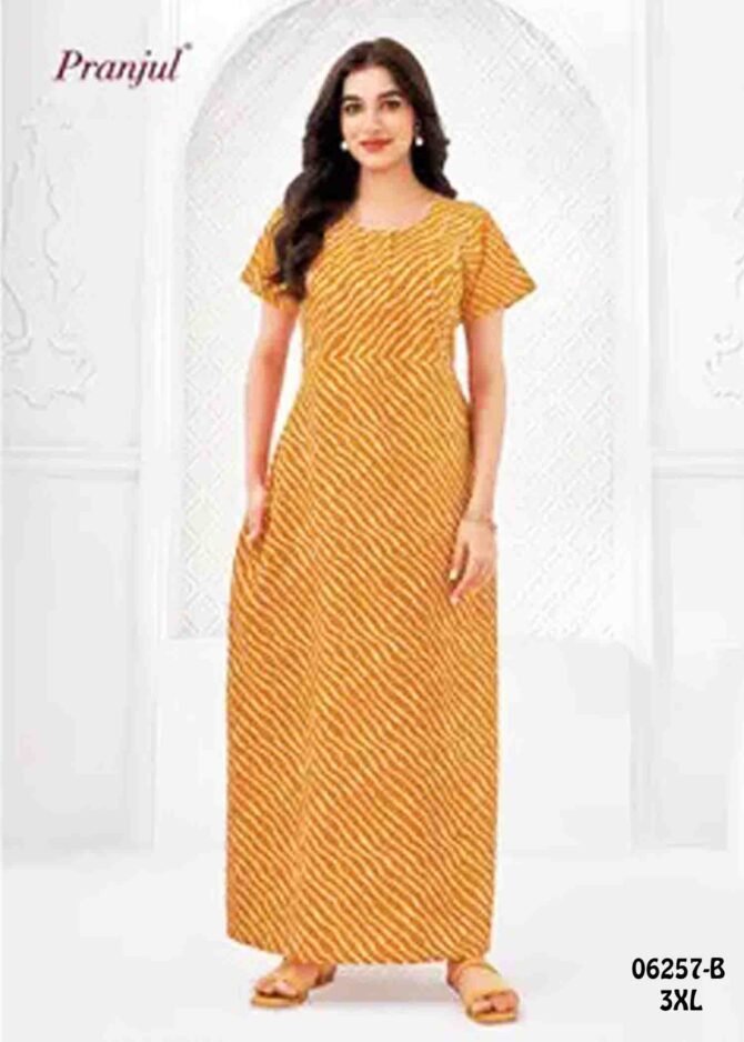 Anuhashini -06257-B  [3XL]  Mustard Color (Pranjul Brand) Cotton Readymade Pocket Nighty CM1236059 (LR2E)