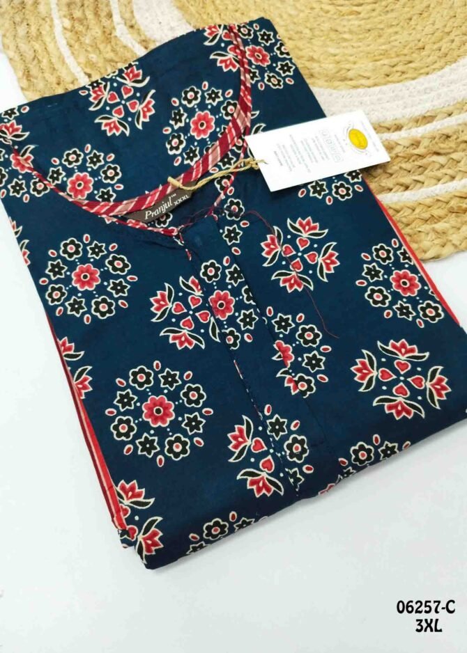 Anuhashini -06257-C  [3XL]  Navyblue Color (Pranjul Brand) Cotton Readymade Pocket Nighty CM1236059 (LR2E)