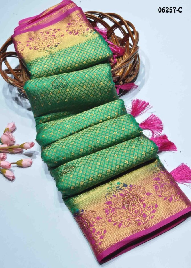 Lakshitha - 06257-C   Broccoli Green Color Taditional Look Raw Silk Saree CM1227676 (RR4D)