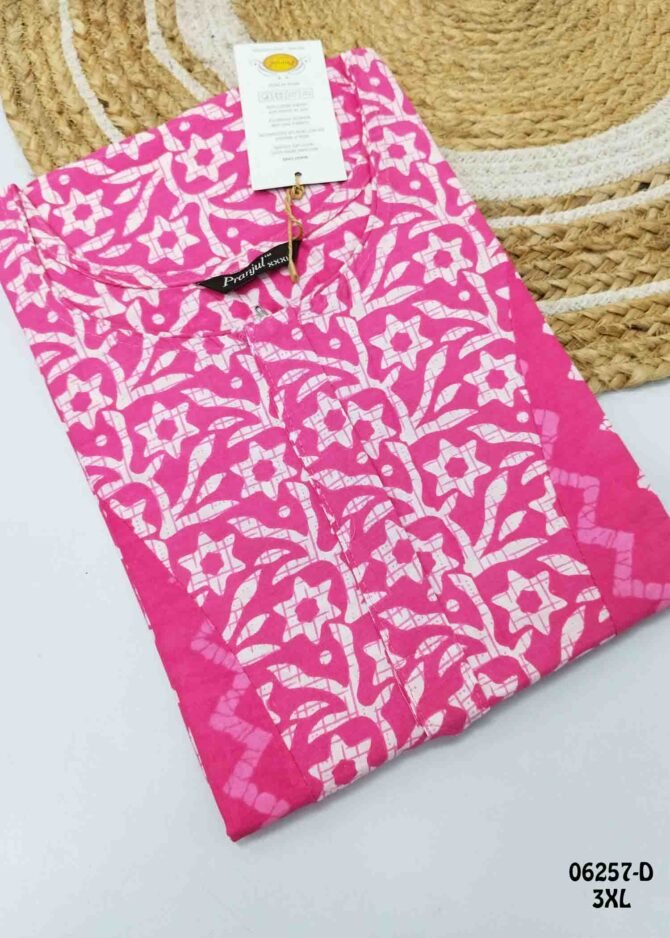 Anuhashini -06257-D  [3XL]  Pink Color (Pranjul Brand) Cotton Readymade Pocket Nighty CM1236059 (LR2E)