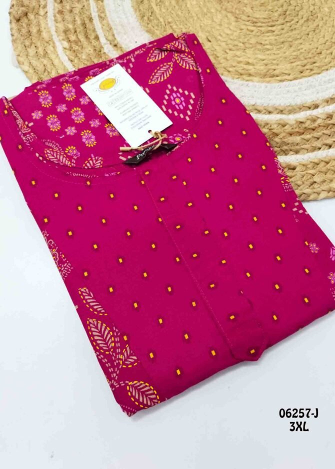 Bruntha -06257-J  [3XL]  DarkPink Color (Pranjul Brand) Cotton Readymade Pocket Nighty CM1236059 (LR2E)