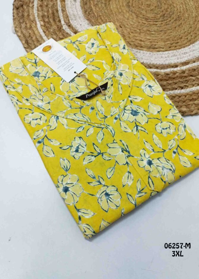 Bruntha -06257-M  [3XL]  BananaYellow Color (Pranjul Brand) Cotton Readymade Pocket Nighty CM1236059 (LR2E)