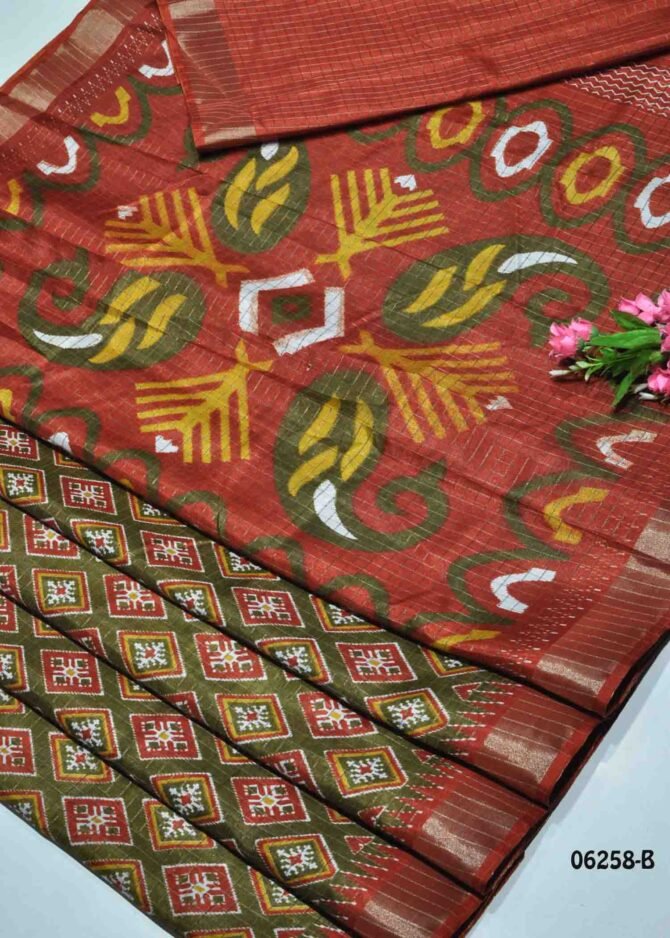 Vishakasri - 06258-B   Army Green Color Beautiful Look Synthetic Cotton Saree CM1216664 (RR4B)
