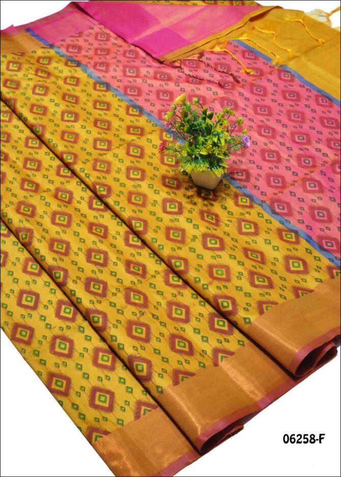 Aruvimozhi - 06258-F  Fire Yellow Color Traditional Wear Semi Soft Silk Saree CM1226837 (RR4D)