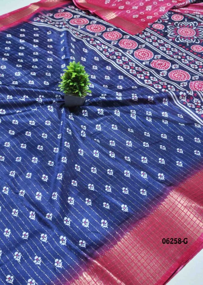 Shreenithya- 06258-G  Navyblue Color Elagant Dola Silk Saree CM1237254 (LR6C)