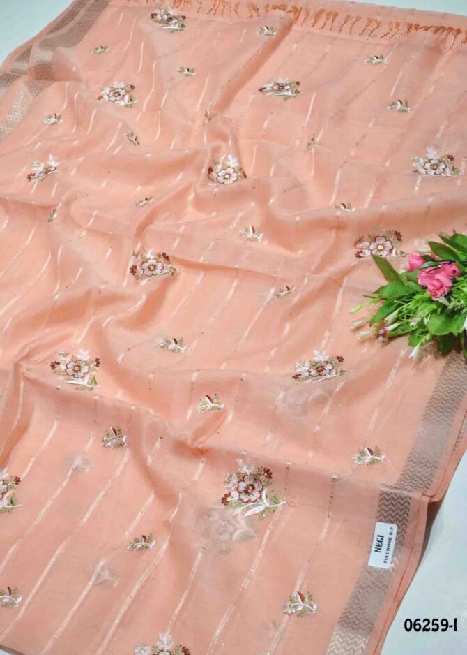 Diwishika - 06259-I   Salmon Peach Color Fancy Cotton Saree CM1222852 (RR4C)