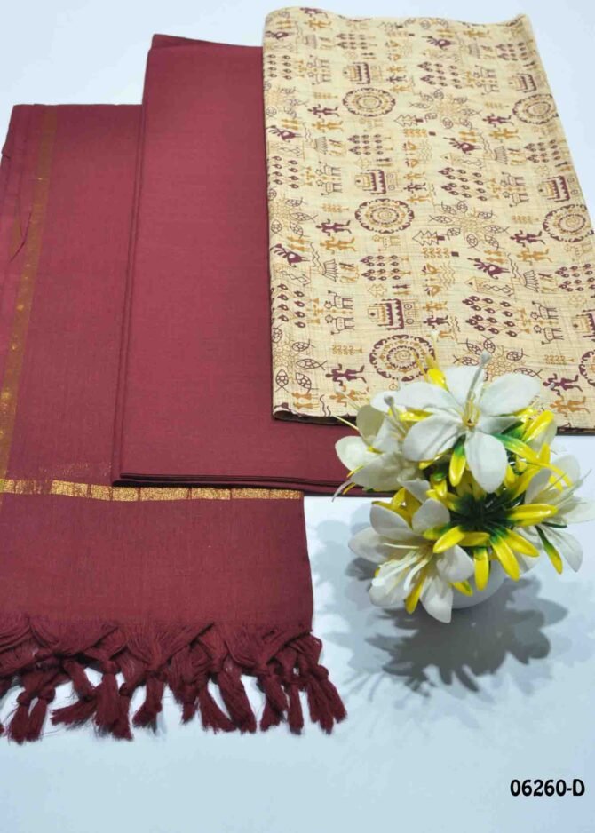 Vigana -06260-D  Tan Color Pure South Cotton Salwar Material CM1218241 (LR3E)