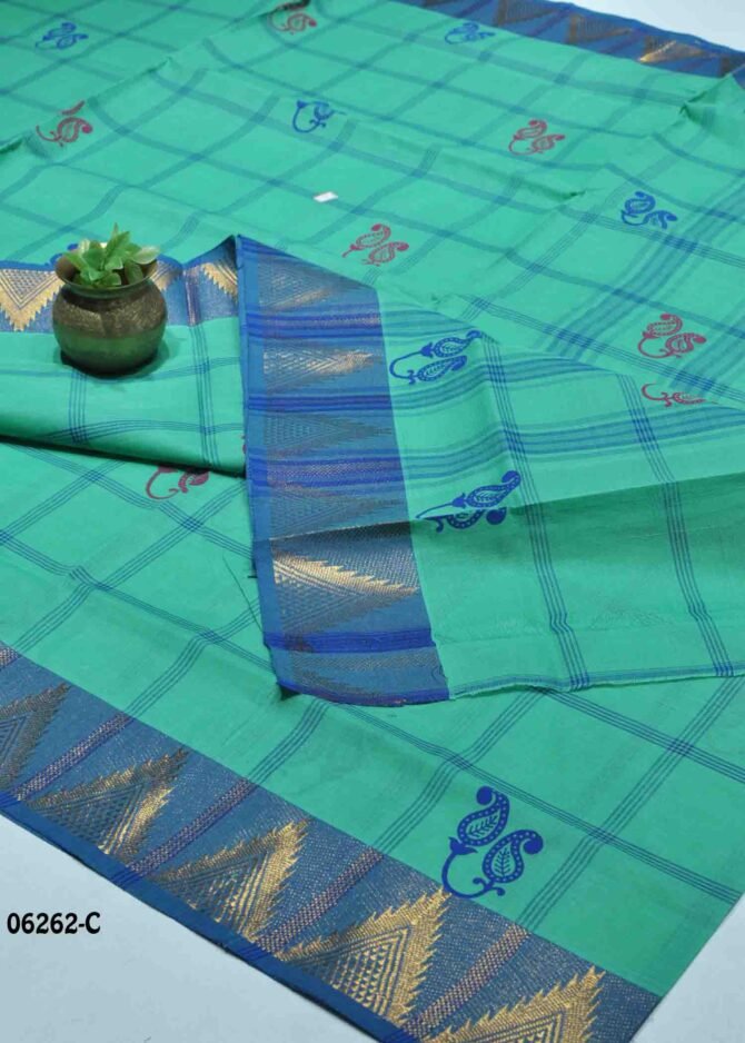 Poovarasi -06262-C  JungleGreen Color Traditional Look Chettinad Cotton Saree CM1239285 (LR6D)