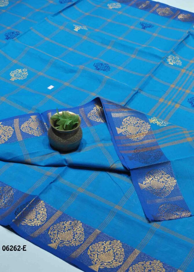 Poovarasi -06262-E  Skyblue Color Traditional Look Chettinad Cotton Saree CM1239285 (LR6D)