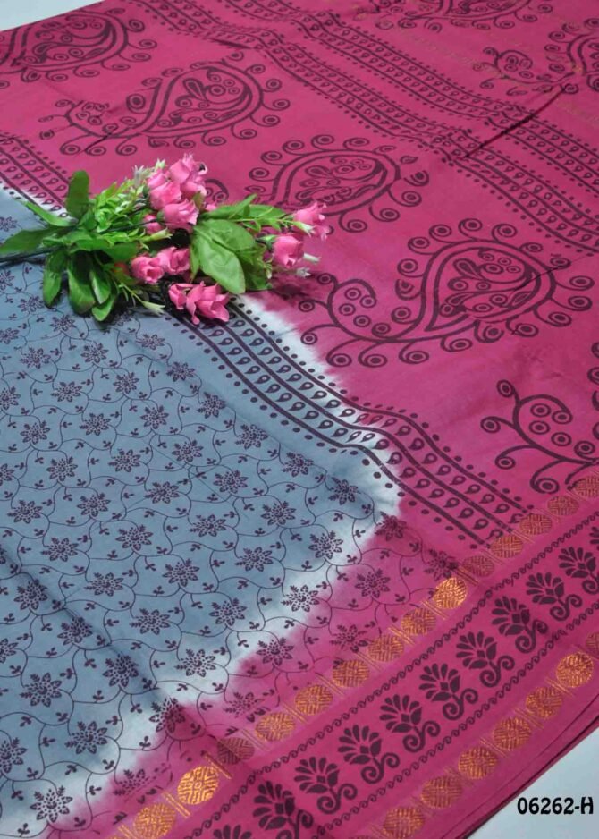 Aadhira - 06262-H  Slate Grey Color Madurai Chungudi Cotton Saree CM1230137 [RR5D]