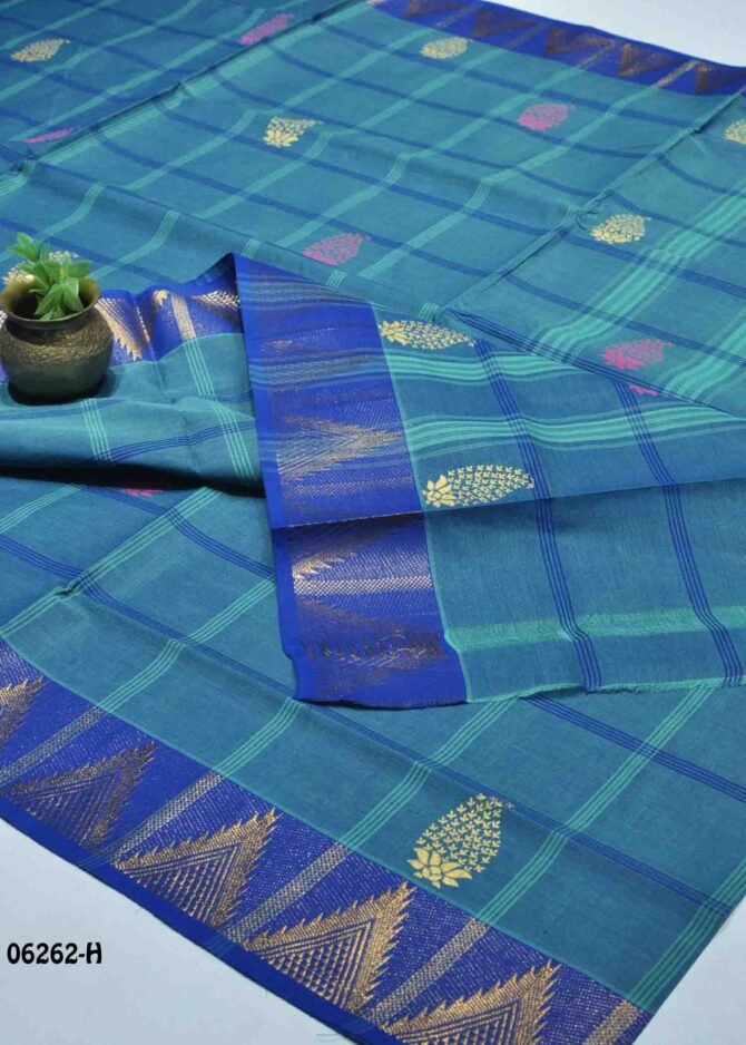 Poovarasi -06262-H  DenimBlue Color Traditional Look Chettinad Cotton Saree CM1239285 (LR6D)