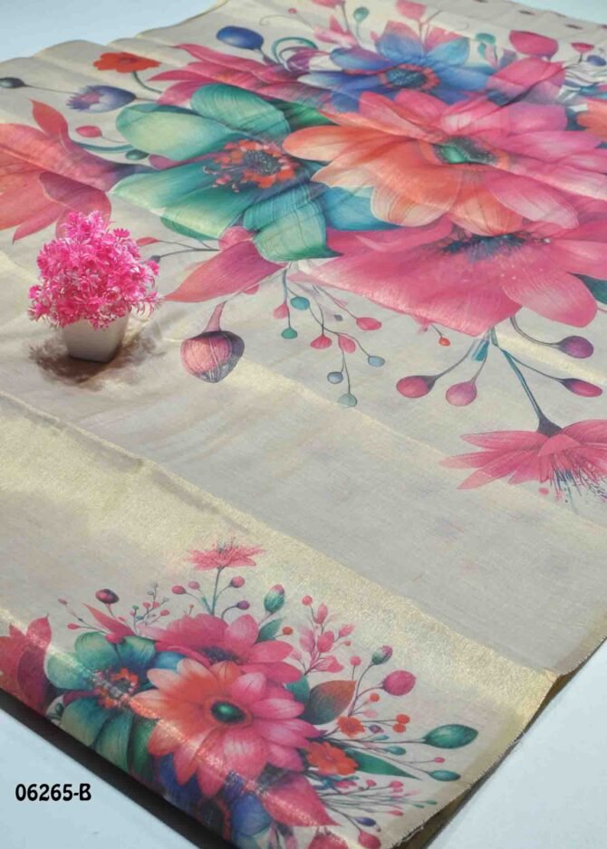 Daksha - 06265-B  Ivory Color Excellent Digital Floral Print Uppada Saree CM1232103 (LR7C)
