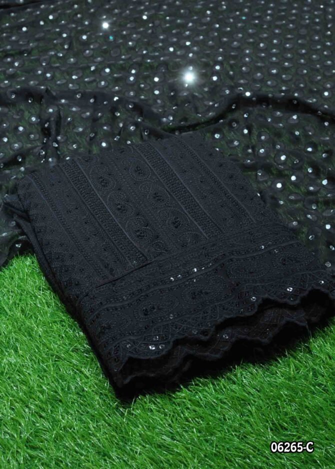 Harthika - 06265-C  Black Color Trendy Georgette Salwar Material CM1239178 (LR3E)