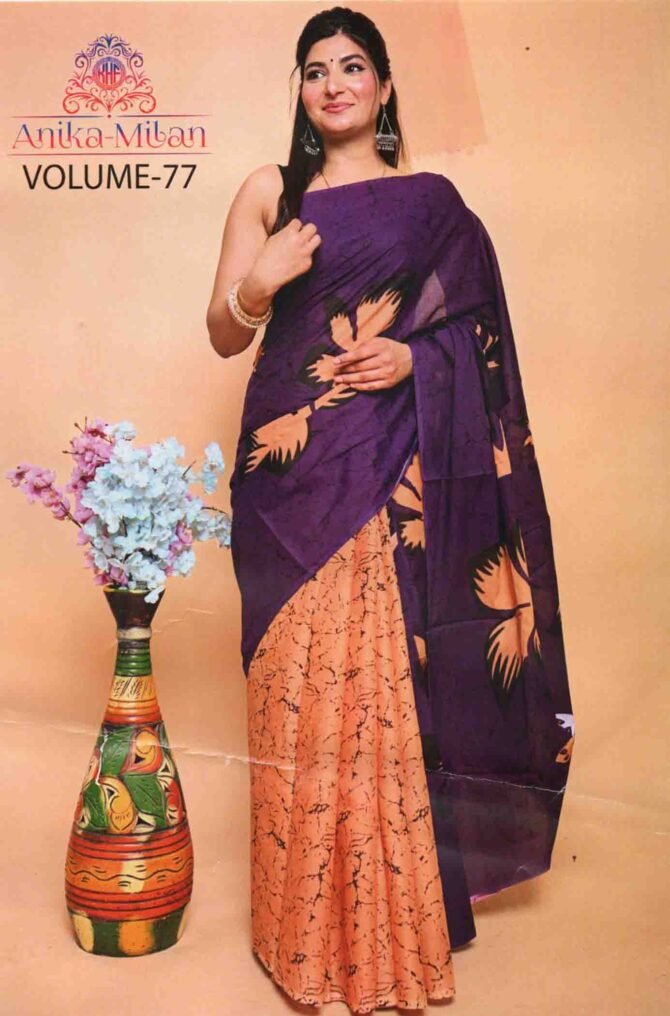 Anika-Milan - 06265-F  Violet Color Teachers Wear Special Mulmul Cotton Saree CM1230853 (RR5C)