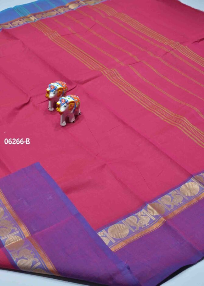 Sivanjali - 06266-B   Lipstick Pink Color Elagant Chettinad Cotton Saree CM1218075 (RR5E)