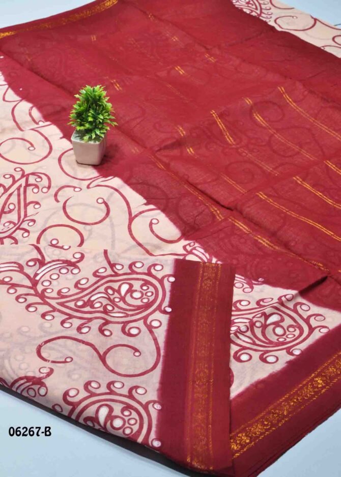 Tanisha - 06267-B  Champagne Peach Color Madurai Chungudi Cotton Saree CM1230956 [RR5C]