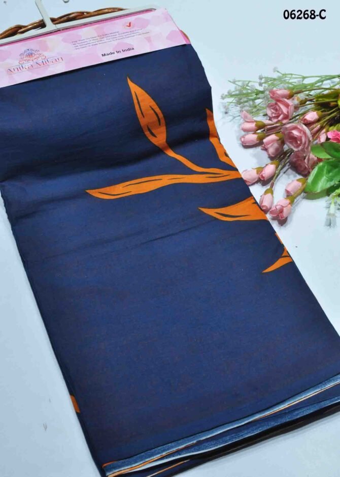 Dhruvika - 06268-C  Navy Blue Color Teachers Wear Special Mulmul Cotton Saree CM1230853 (RR6D)