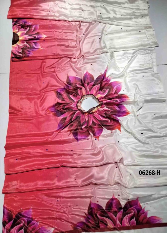 Joshini - 06268-H   White With Red Color New Launch-Freehand Saree with Handsfree Crepe Saree CM1239373 (LR8C)