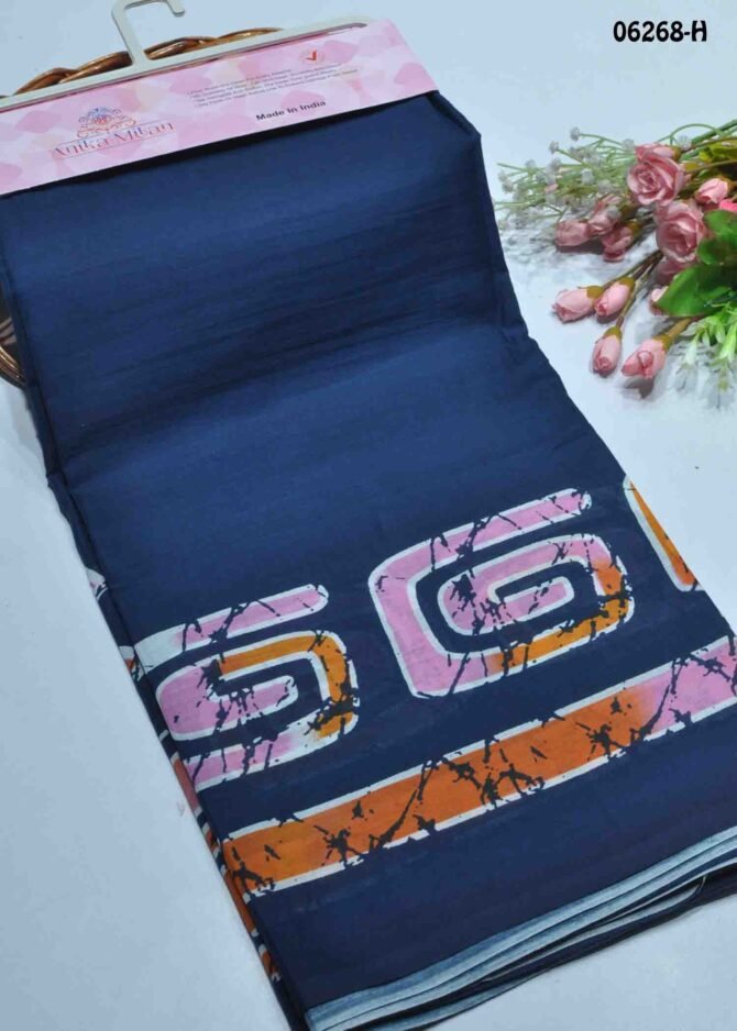 Dhruvika - 06268-H  Navy Blue Color Teachers Wear Special Mulmul Cotton Saree CM1230853 (RR6D)