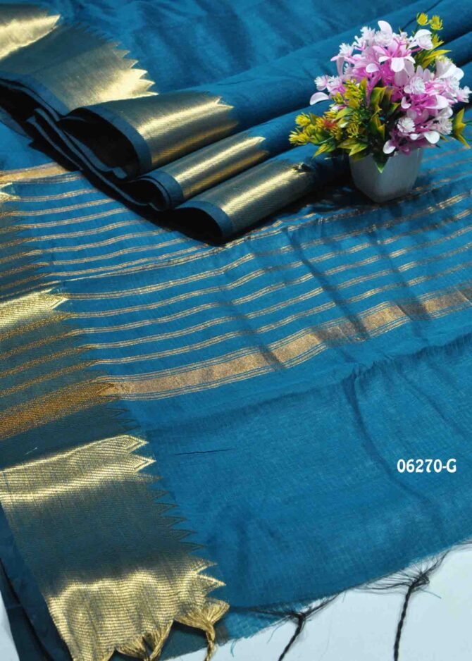 Preetha - 06270-G  PineBlue Color Rich Look Mixed Cotton Saree CM1238081 (RR9D)