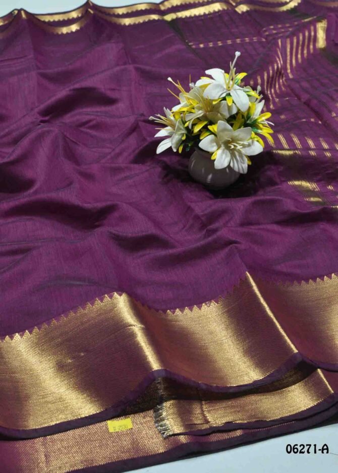Aishwarya - 06271-A  Plum Purple Color Rich Look Mixed Cotton Saree CM1231799 (RR1B)