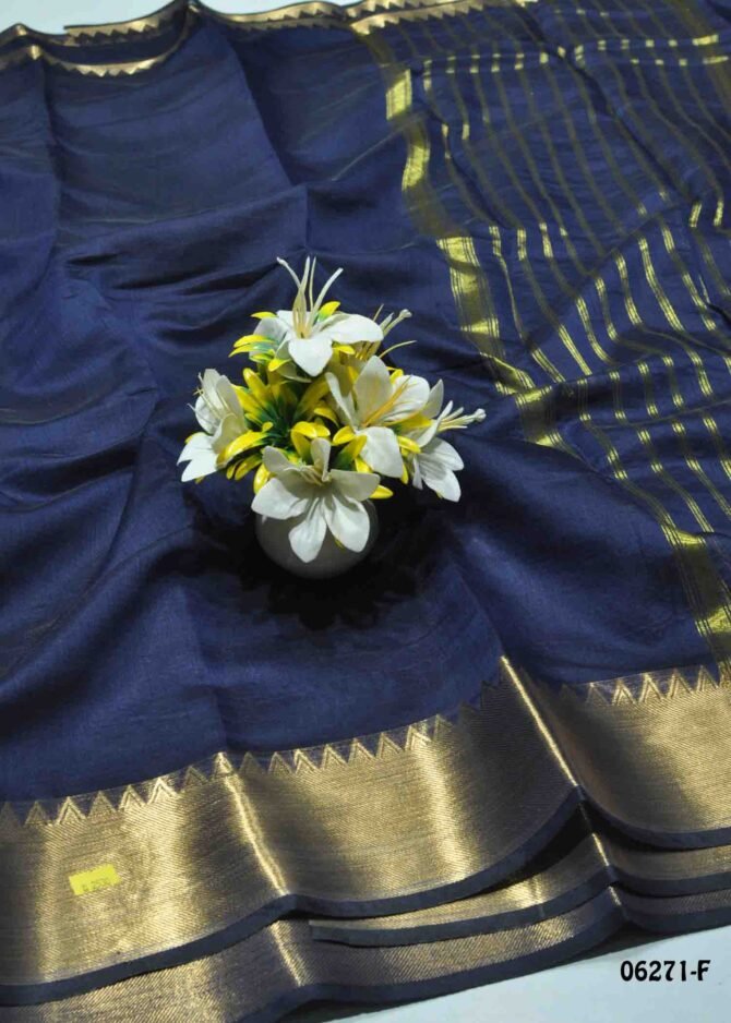 Aishwarya - 06271-F   Navy Blue Color Rich Look Mixed Cotton Saree CM1231799 (RR1B)
