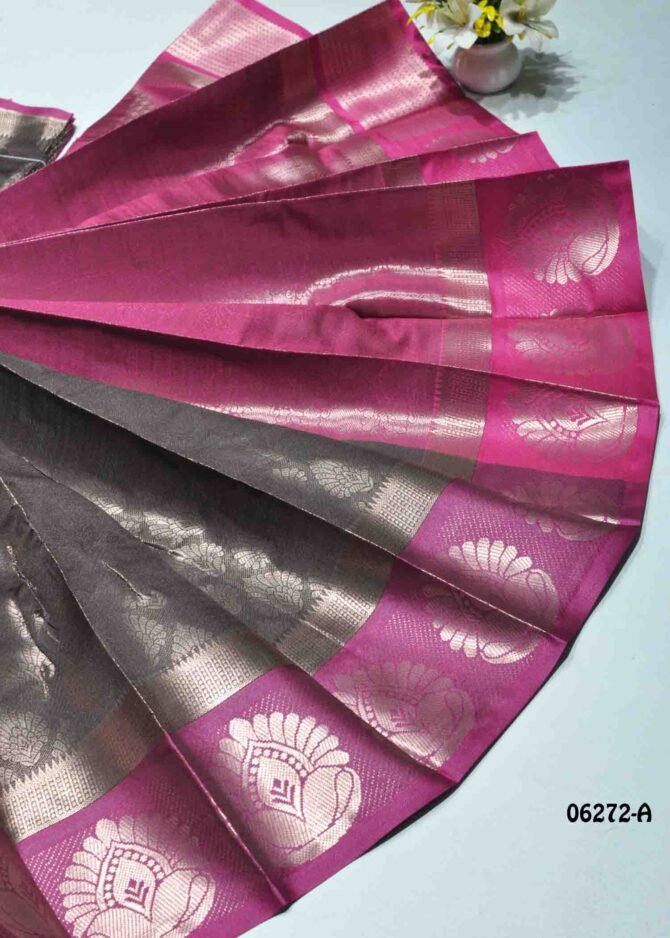 Vinaya - 06272-A  Penny Brown Color Traditional Wear Lichi Silk Saree CM1222758 [RR4E]