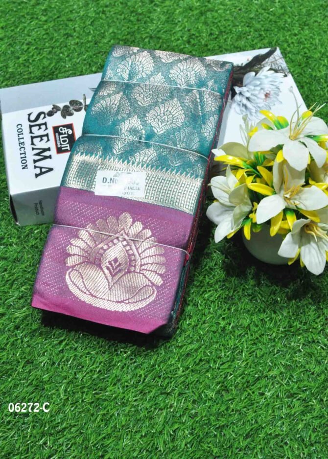 Vinaya - 06272-C  Pine Green Color Traditional Wear Lichi Silk Saree CM1222758 [RR4E]