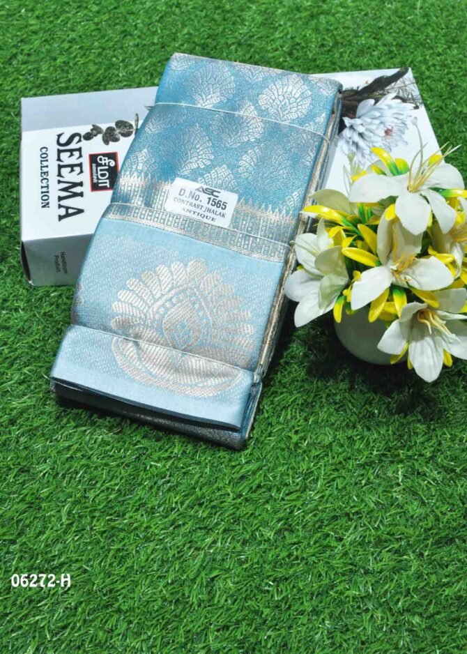 Vinaya - 06272-H  Celeste Sky Blue Color Traditional Wear Lichi Silk Saree CM1222758 [RR4E]