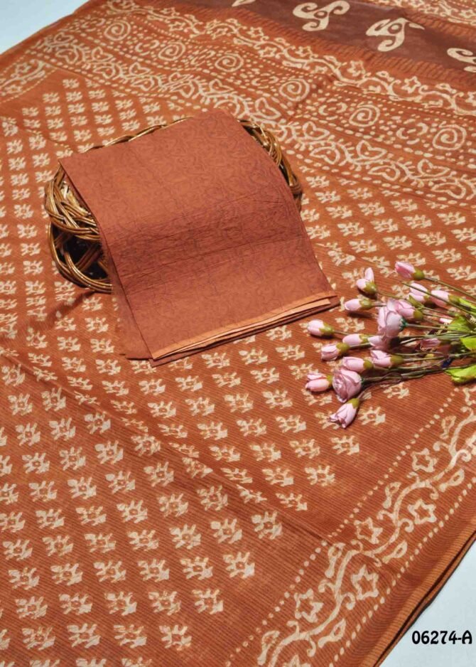 Vineshka 06274-A  Brown Color Summer Wear Pure Cotton Saree CM1219853 [LR9E]