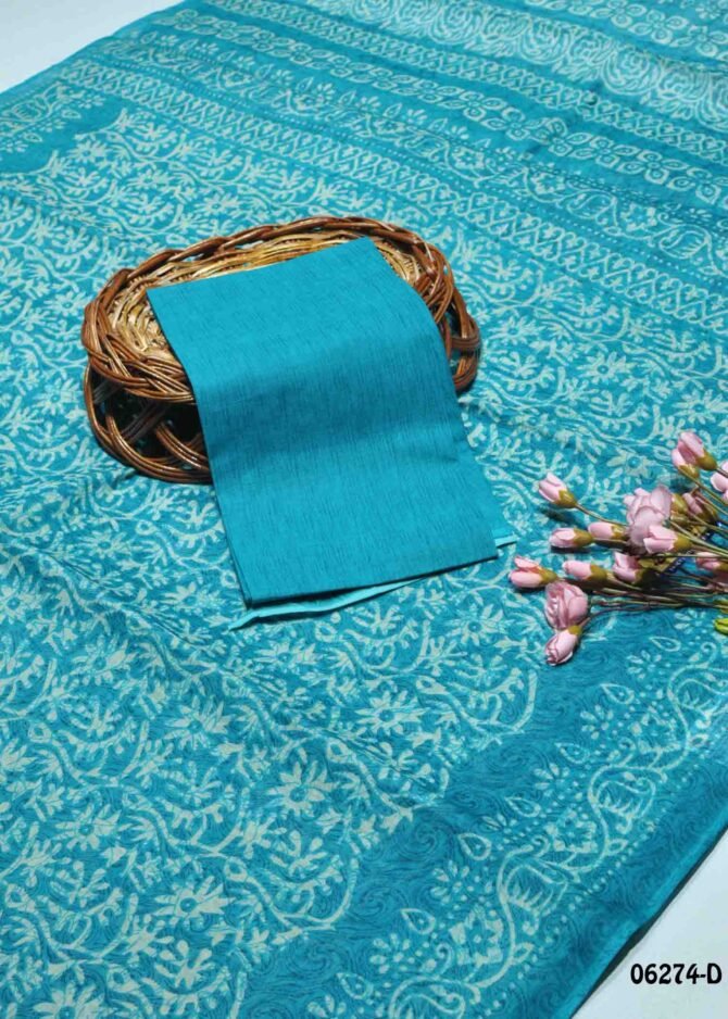 Vineshka 06274-D  PineGreen Color Summer Wear Pure Cotton Saree CM1219853 [LR9E]