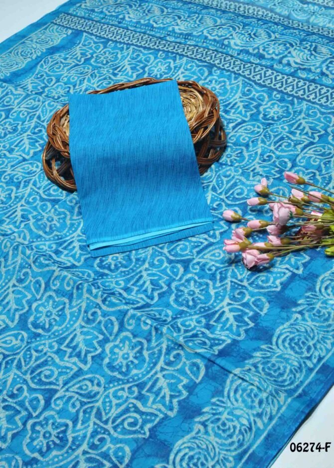 Vineshka 06274-F  Skyblue Color Summer Wear Pure Cotton Saree CM1219853 [LR9E]