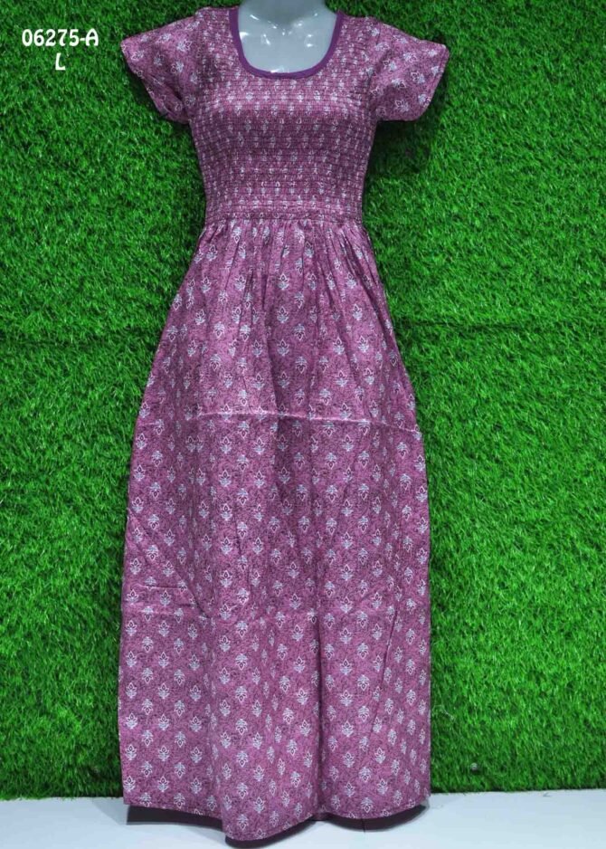 Vinalini -06275-A  [L]  MauvePurple Color  Cotton Readymade Maxi Nighty CM1238703 (LR3D)