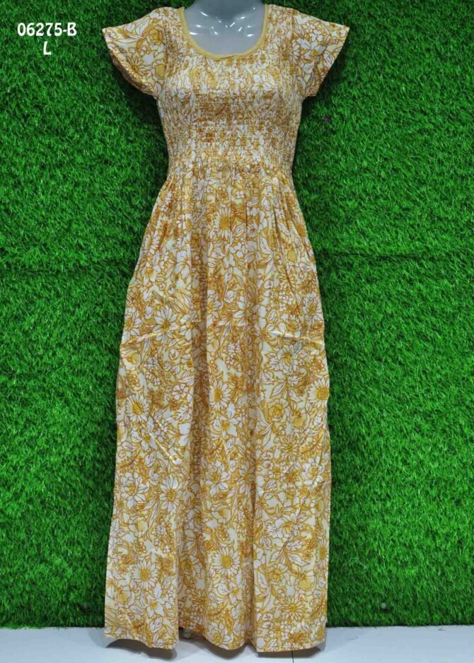 Vinalini -06275-B  [L]  Yellow Color  Cotton Readymade Maxi Nighty CM1238703 (LR3D)
