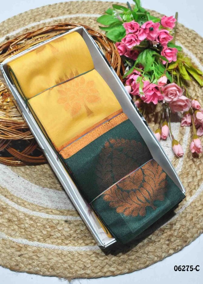 Poontamil - 06275-C  Sunshine Yellow Color Beautiful Traditioal Look Silk Cotton Saree CM1104025 (RR4D)