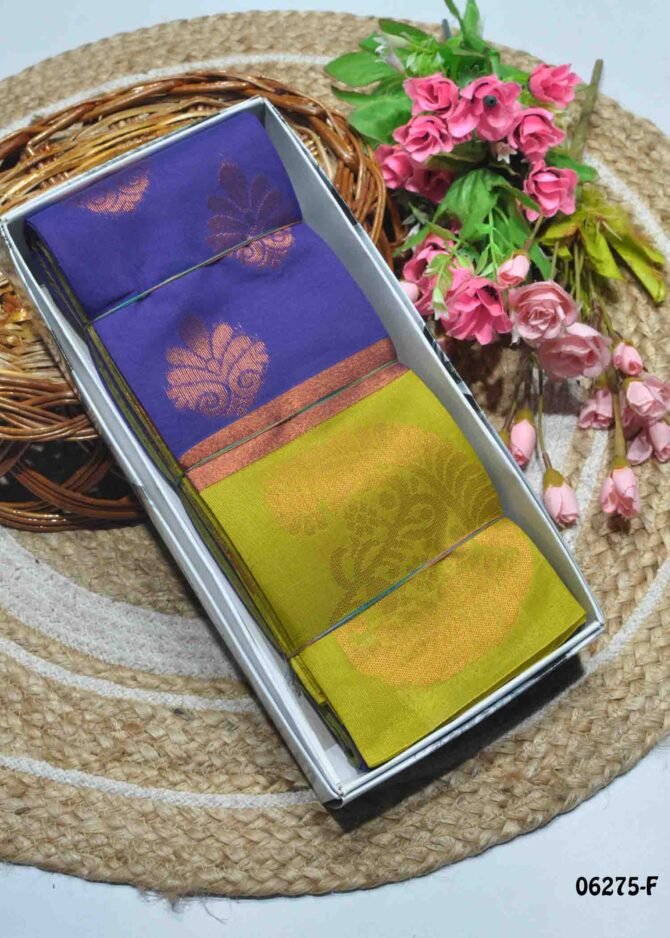 Poontamil - 06275-F  Royalty Violet Color Beautiful Traditioal Look Silk Cotton Saree CM1104025 (RR4D)