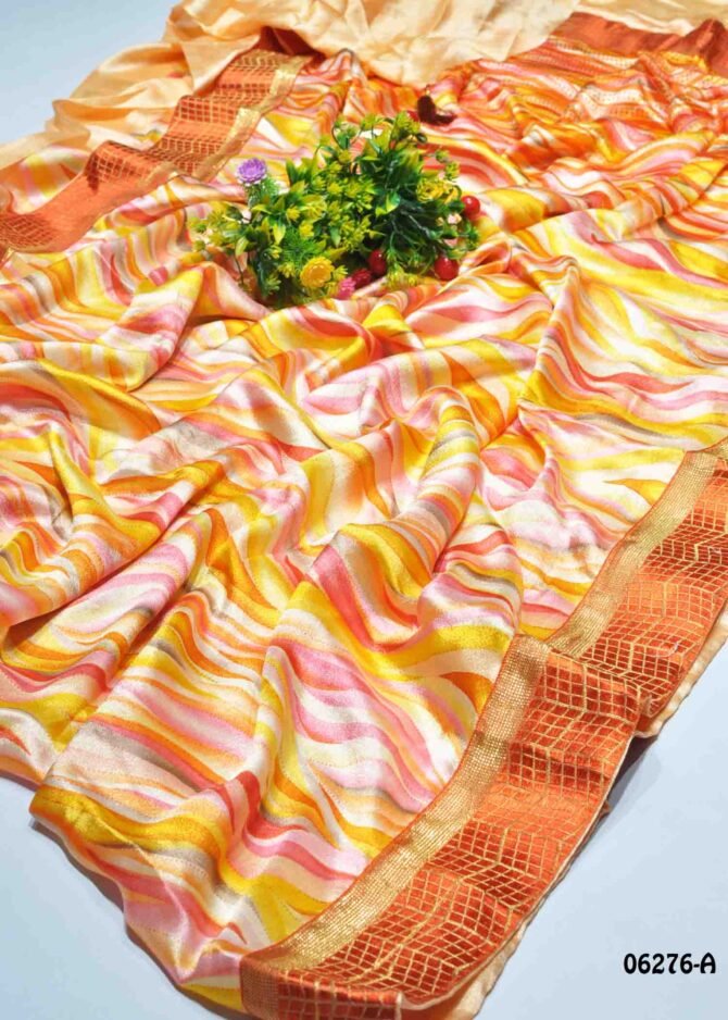 Nilaani - 06276-A  Yellow Color Moss Chiffon Saree CM1231050 (RR7D)