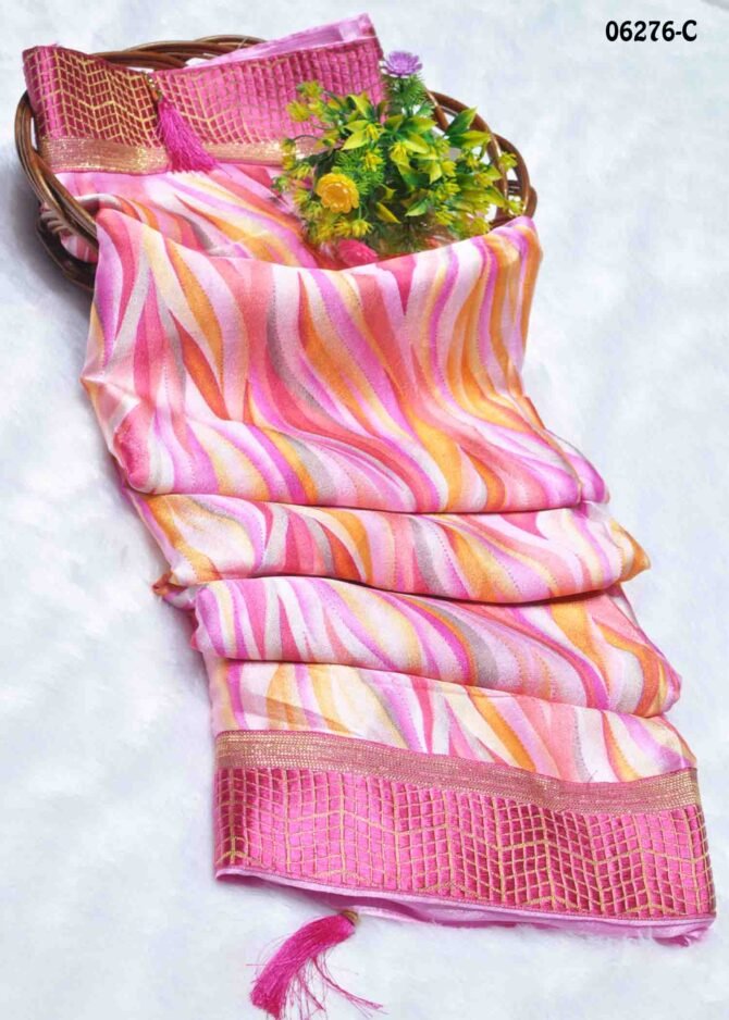 Nilaani - 06276-C  Pink Color Moss Chiffon Saree CM1231050 (RR7D)