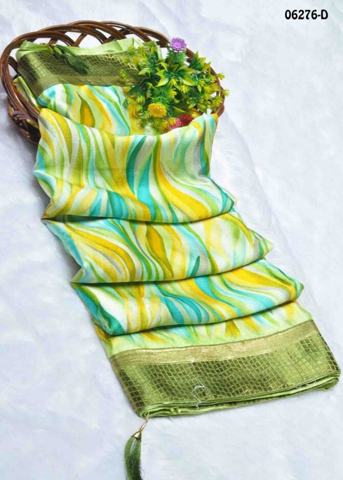 Nilaani - 06276-D  Lime Green Color Moss Chiffon Saree CM1231050 (RR7D)