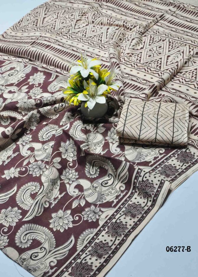 Meeyazh - 06277-B  Dark Elm Brown Color Pure Cotton Saree CM1215238 [RR7D]